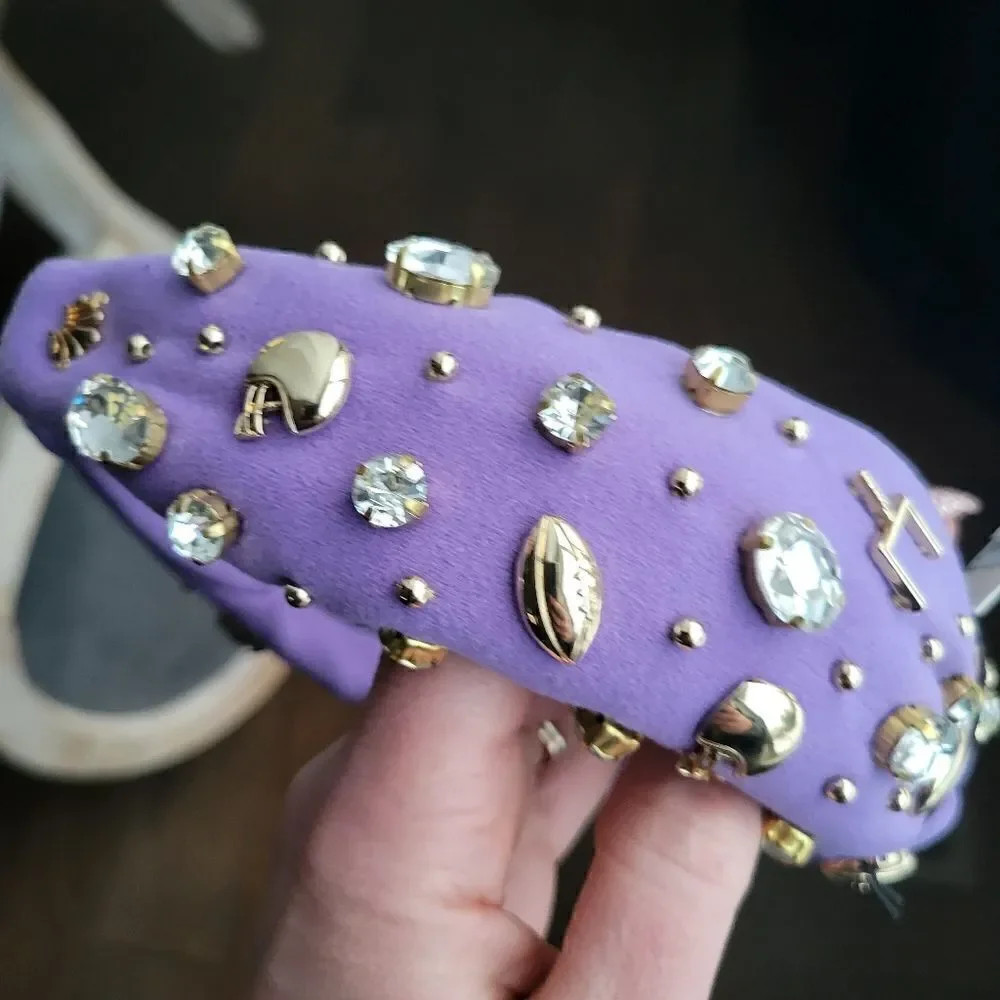 NEW Lele Sadoughi Football Rhinestone Knot Headband superball